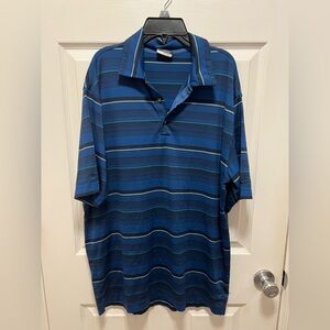 Nike Golf Men's Medium Nike Fit Dry Blue Black Striped Golf Polo Shirt Casual